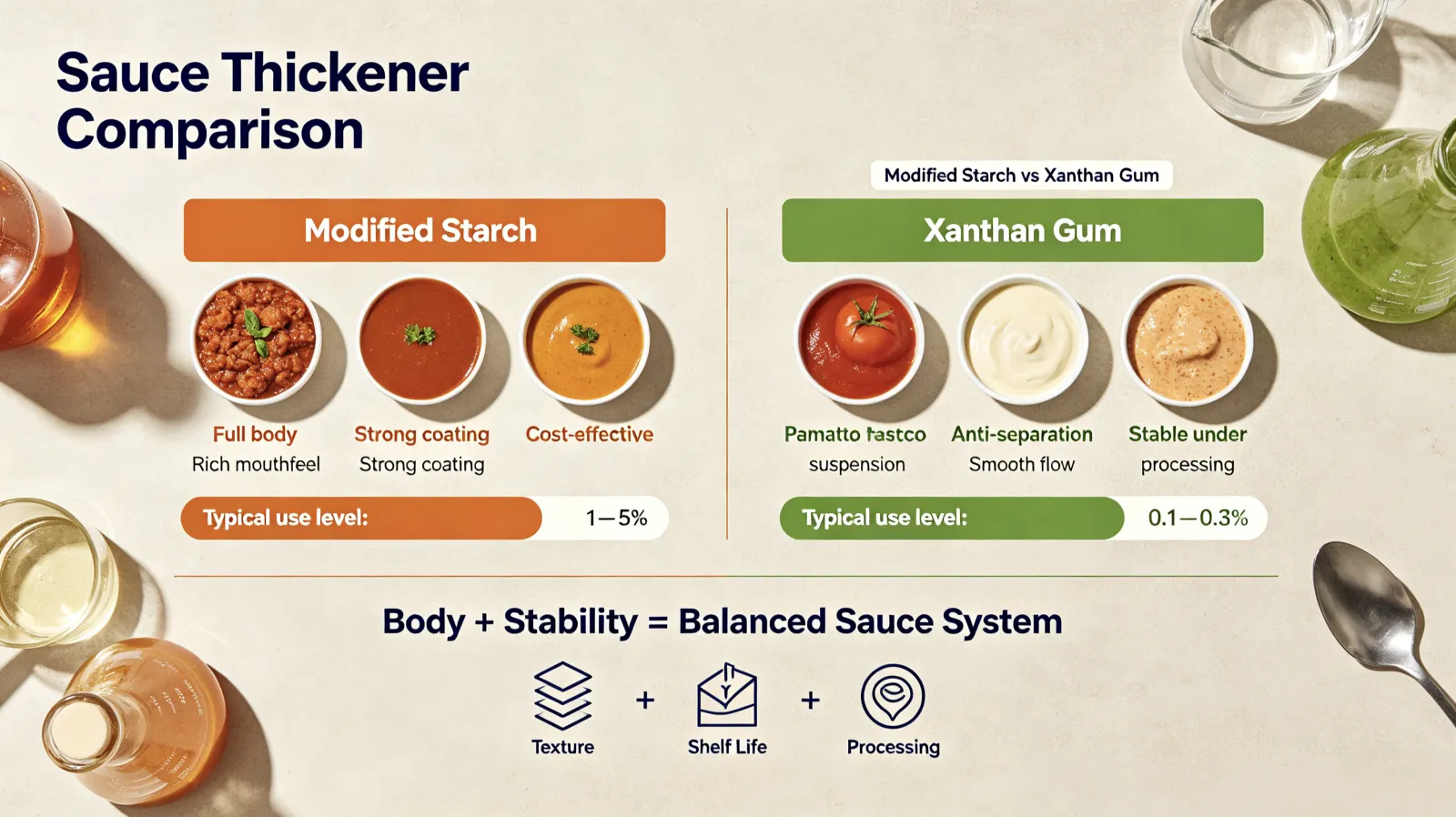 Sauce Thickener Comparison Modified Starch vs Xanthan Gum - detail image 2